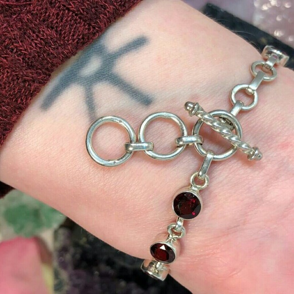Petite Garnet Bracelet *NEW* 925 Sterling Silver - Picture 2 of 4